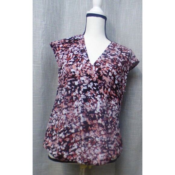 Halogen Floral Print Surplice Sleeveless Blouse, Black, Multi, Sz. XS - Picture 7 of 10